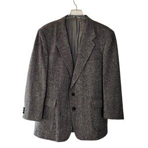 Brookford Mens Gray Wool Tweed Two-Button Blazer Jacket Size 46L